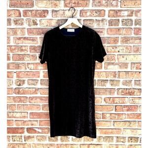 Vintage Black Damask Velour Mini Dress